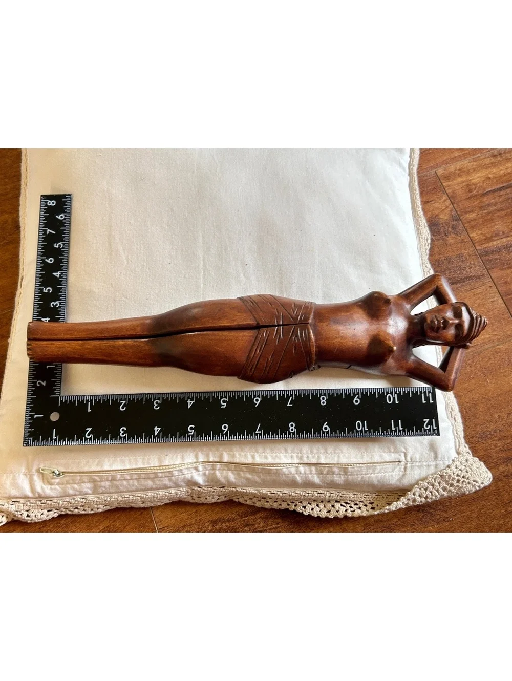 Hand Carved Wooden Woman Figural Nutcracker